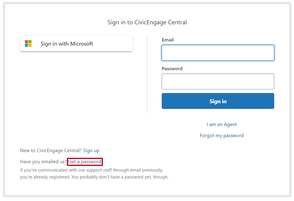 Click Get a Password
