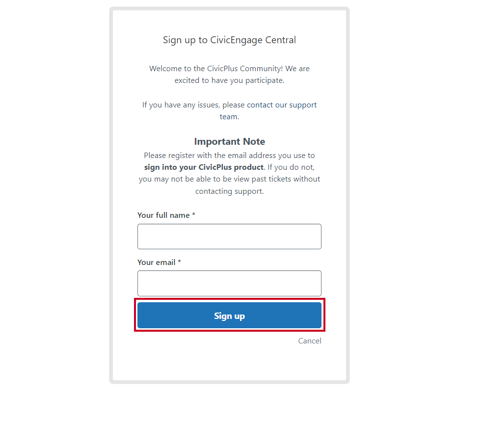 Click Sign Up to Complete