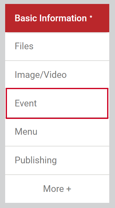 Select the Event Tab