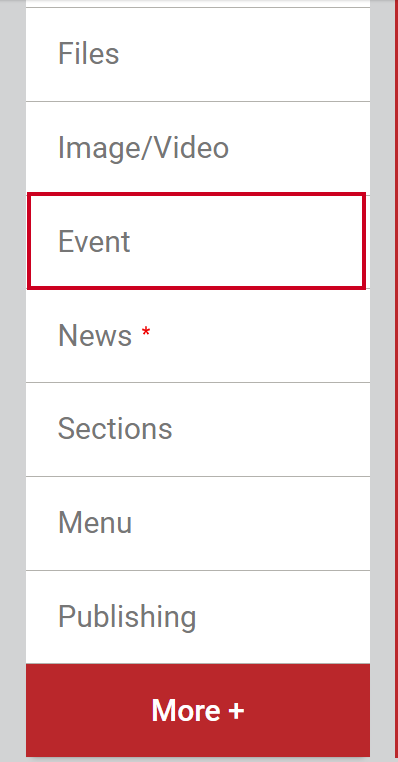 Select the Event Tab