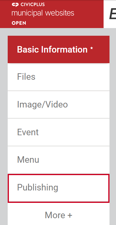 Select the Publishing Tab