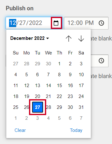Select the publish date