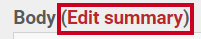 Basic Information Edit Summary