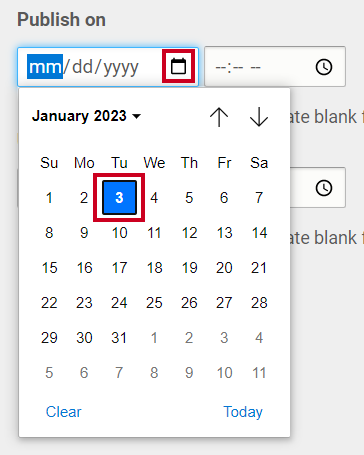 Select the Publish Date