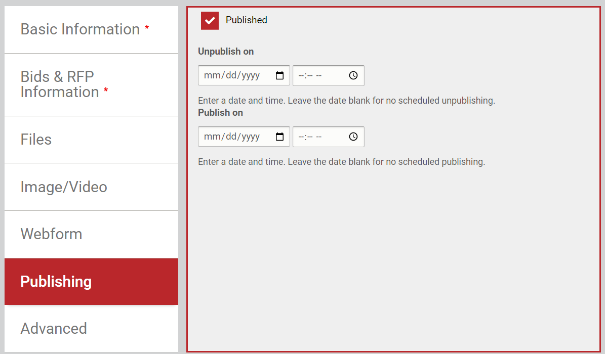 Publishing Options