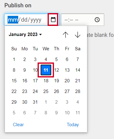 Manually Select or Type a Publish Date