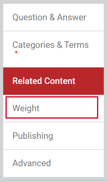 The left-hand navigation tab labeled Weight.