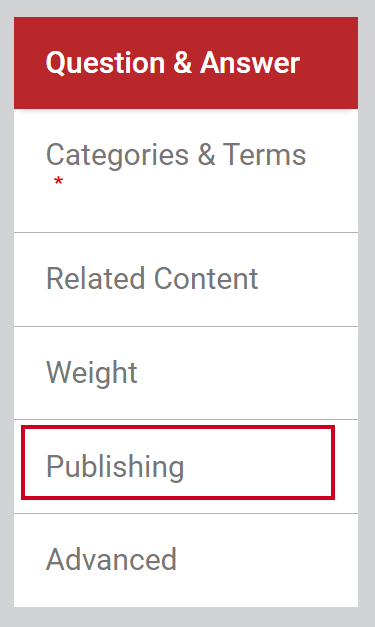 Select the Publishing tab