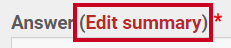 The URL labeled Edit summary, in parentheses to the right of the Answer text.