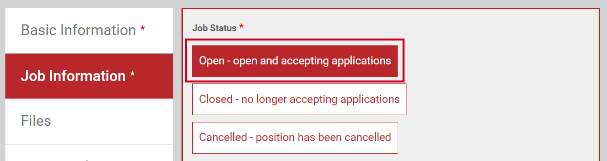 Select the Open Job Status
