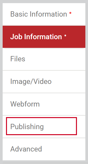 Select the Publishing tab