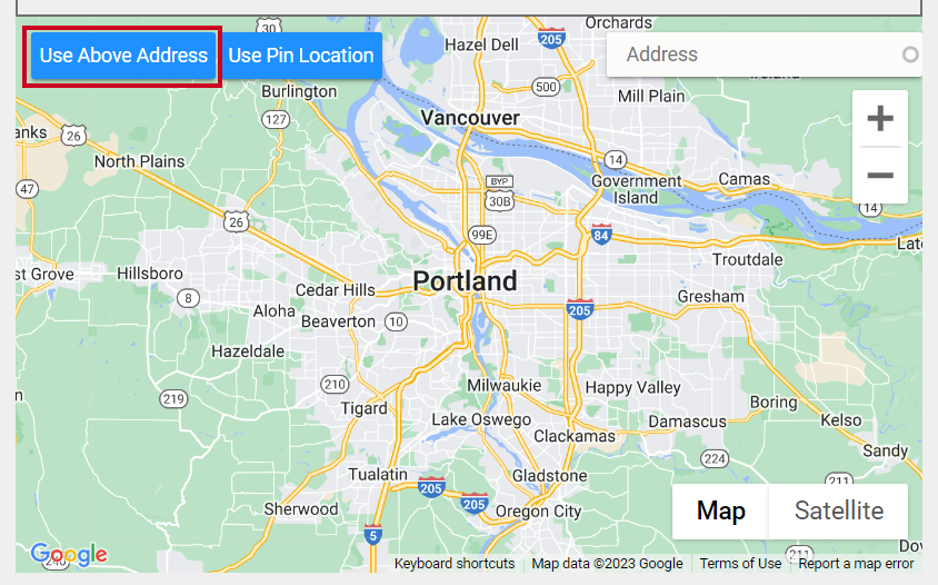 Location Information Use Above Pin Address