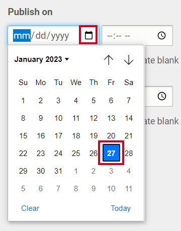 Manually select a Publish date
