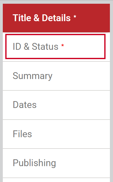 Select the ID and Status tab