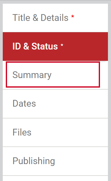 Select the Summary Tab