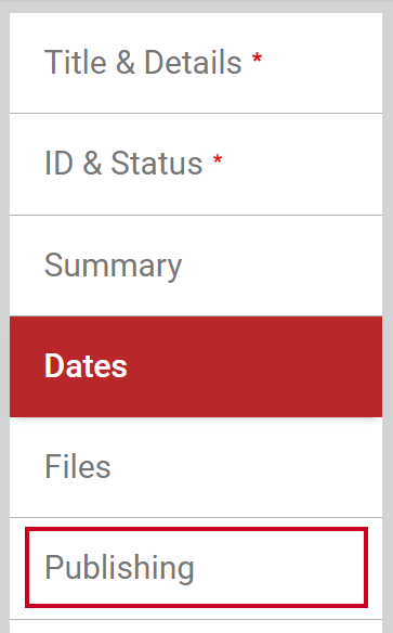Select the Publishing tab
