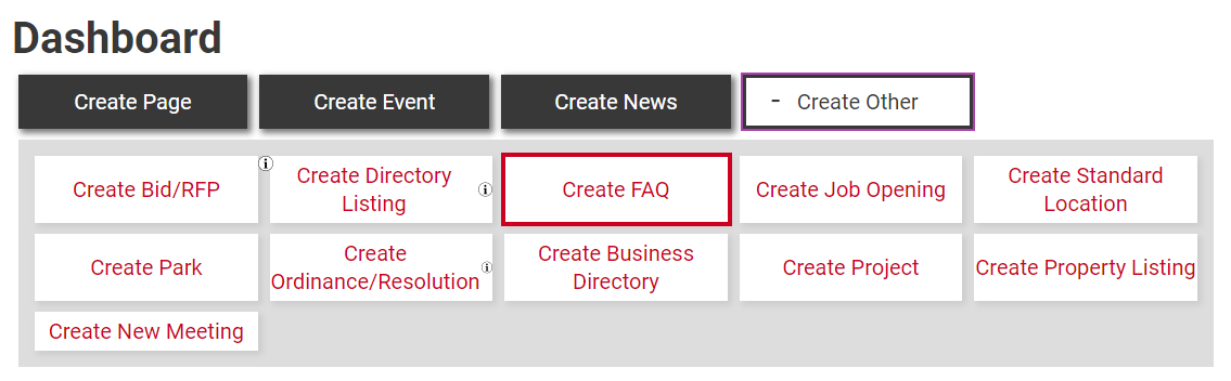 Theb button labeled Create FAQ.