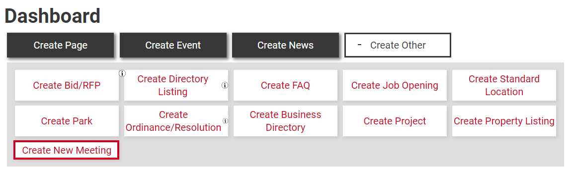 The button labeled Create New Meeting.