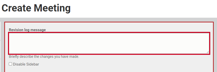 The text field labeled Revision log message.
