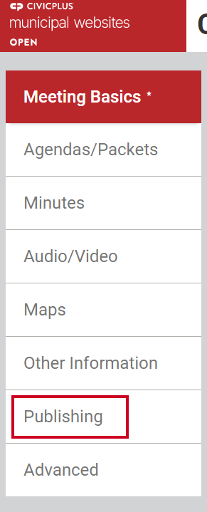 The tab labeled Publishing that is second from the bottom.