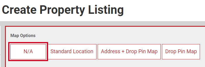 The N slash A box under the header labaled Map Option.