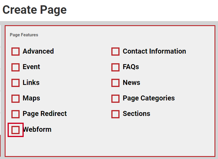 The box to the left of the word Webform.
