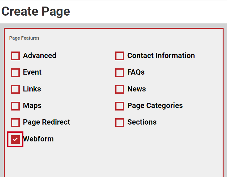 The box to the left of the word Webform.