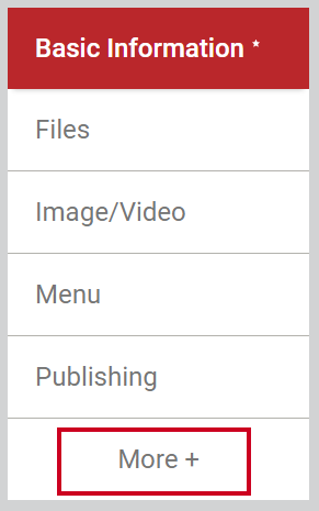 The tab labeled More + in the navigation menu on the left side of the page.