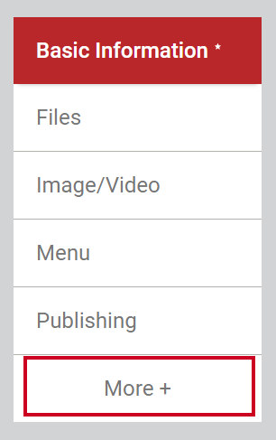 The tab labeled More with a plus sign in the navigation menu on the left side of the page.