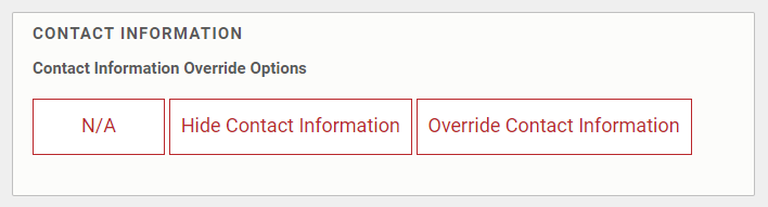The options labeled Contact Information Override Options found in the Contact Information navigation tab.