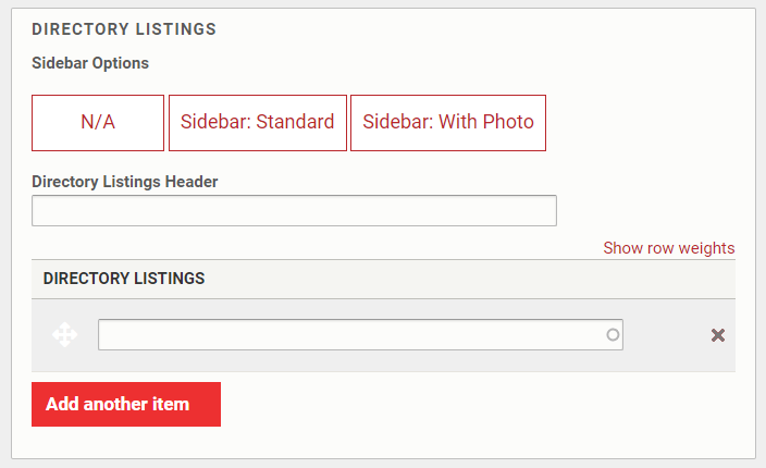 The options labeled Directory Listings found in the Contact Information navigation tab.
