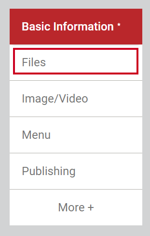 The tab labeled Files in the left hand navigation menu.