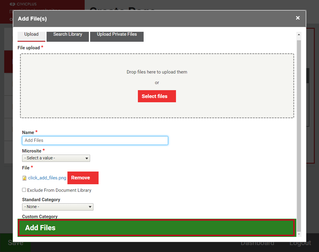 The button labeled Add Files