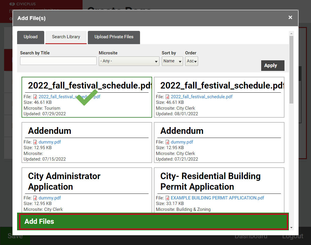 The button labeled Add Files