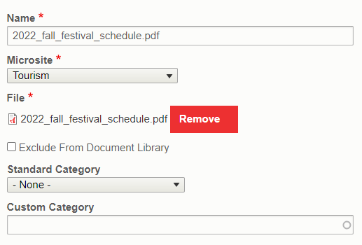 The required file fields