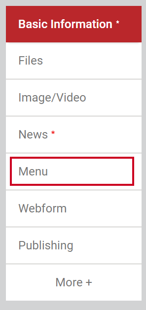 The navigation tab labeled Menu.