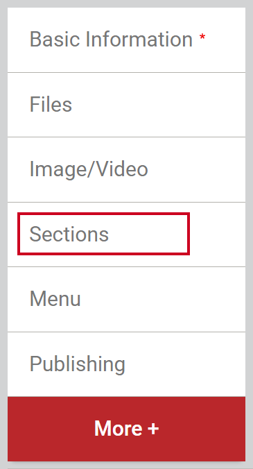 The tab labeled Sections.