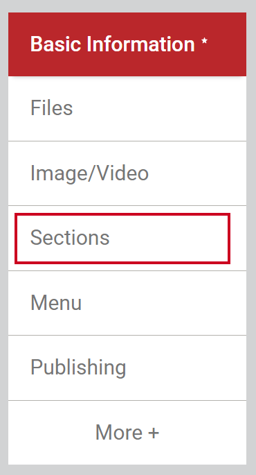 The tab labeled Sections.