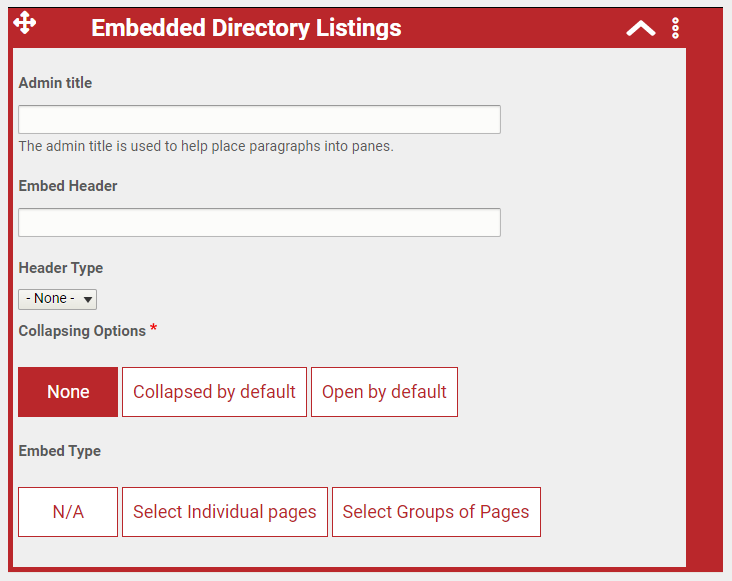 The options under the Embedded Directory Listings header.