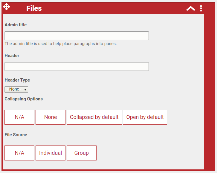 The options under the Files header.