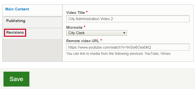 The tab labeled Revisions.