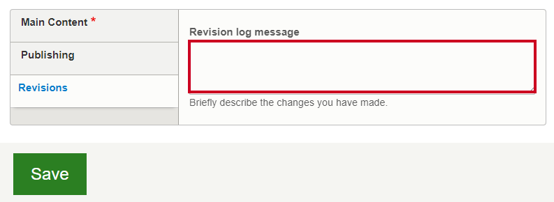 The text field labeled Revision log message.