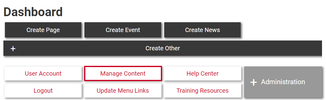 The button labeled Manage Content.