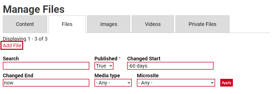 The text link labeled Add Files.
