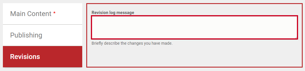 The text entry field labeled Revision log message.