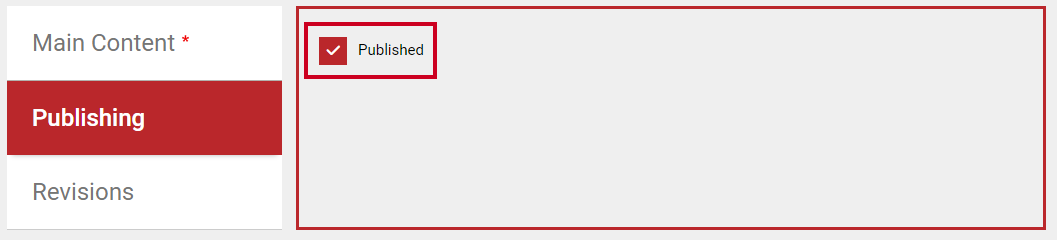 The checkbox labeled Published.