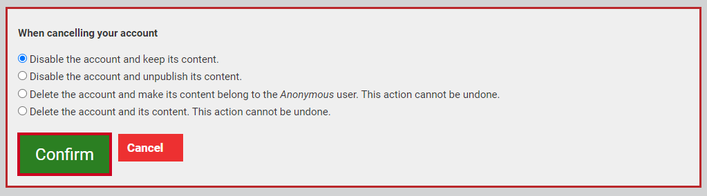The button labeled 'Confirm'.