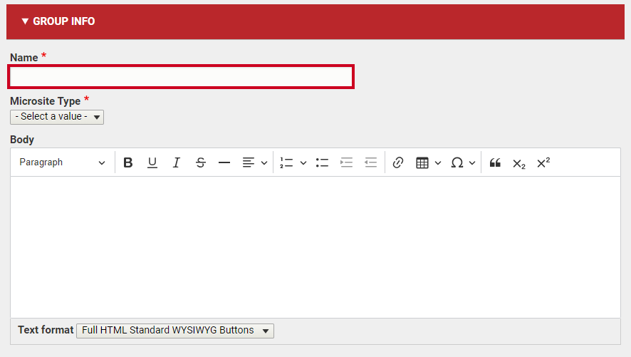 The text field labeled Name.
