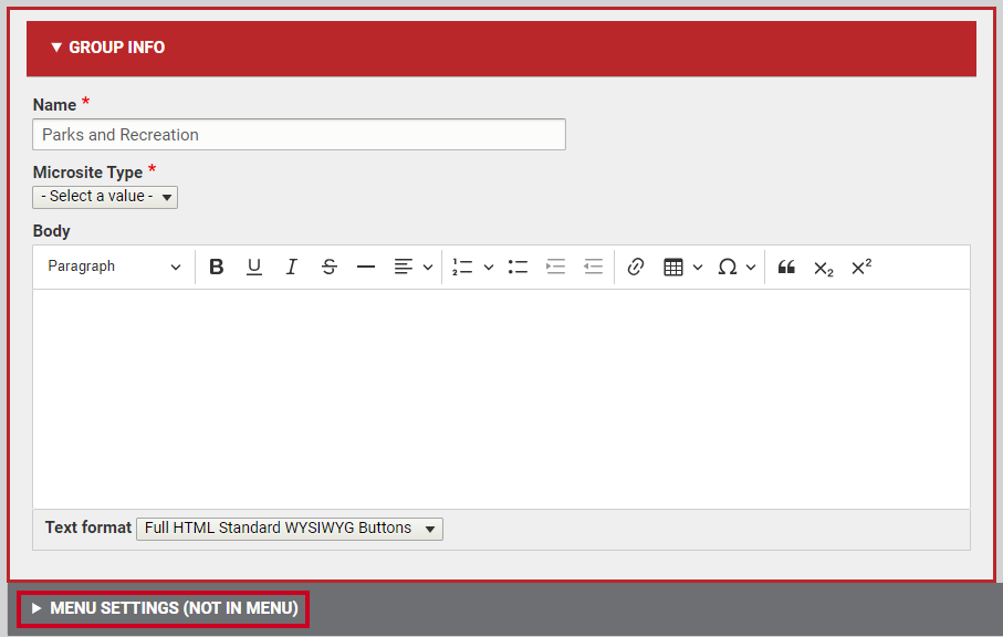 The bar labeled Menu Settings.