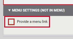 The check box labeled Provide a Menu Link.